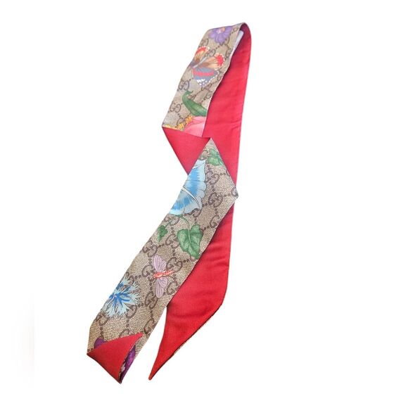 Authentic Gucci Flora Print Silk Neck Bow - Picture 5 of 5